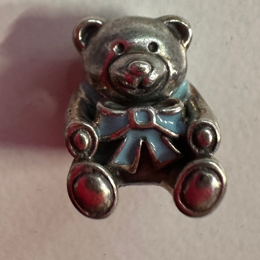 Pandora - blue bear charm - sterling silver